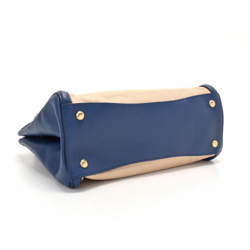 Prada bag Tote blue beige Saffiano canvas Cuir Double - Picture 5 of 11